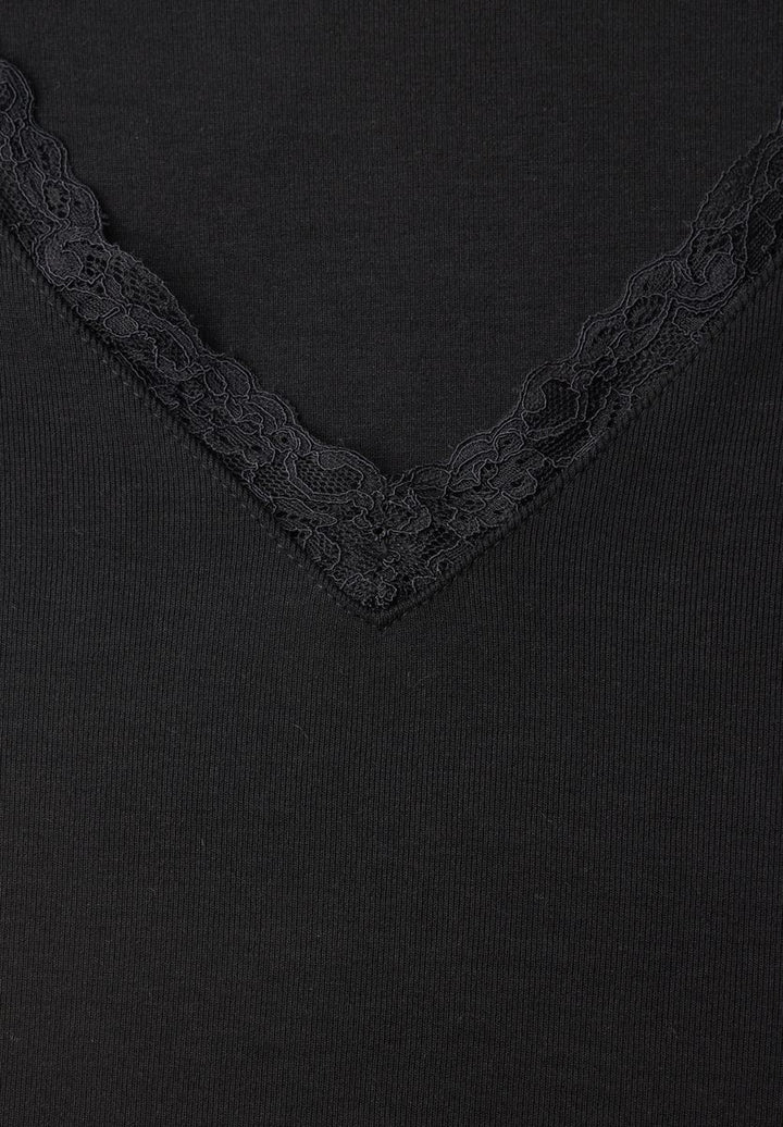Langarm Shirt mit V-Neck und Spitzendetail