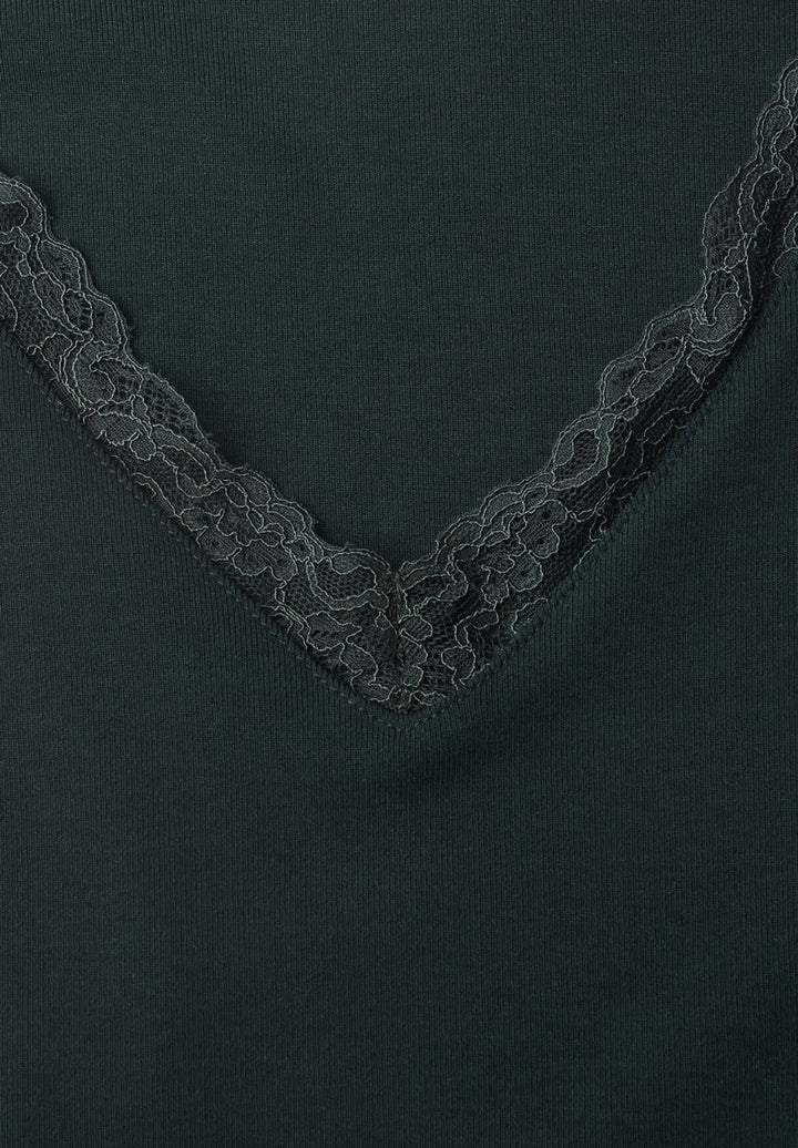 Langarm Shirt mit V-Neck und Spitzendetail