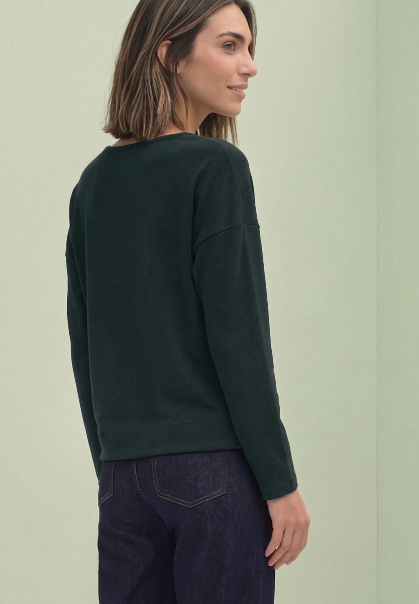 Langarm Shirt mit V-Neck und Spitzendetail
