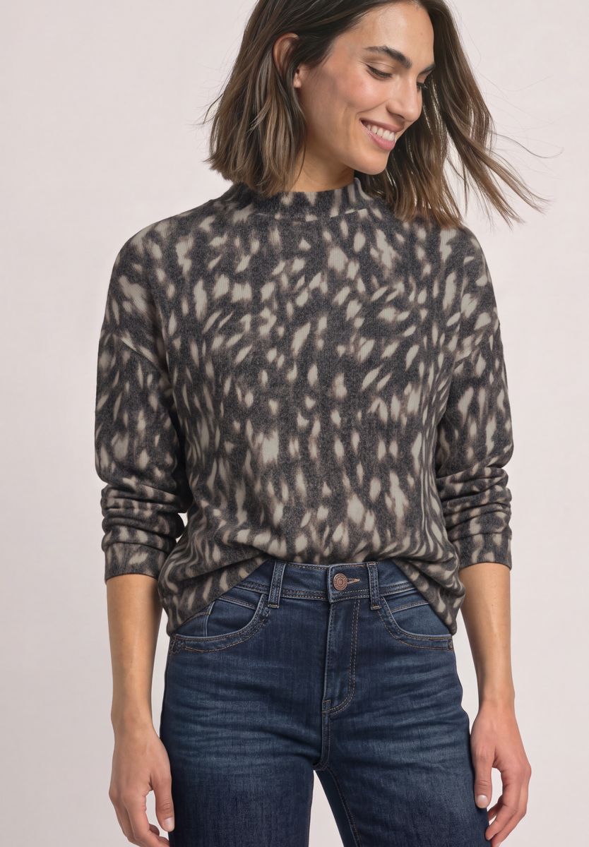 Langarm Shirt mit Turtle Neck und Muster