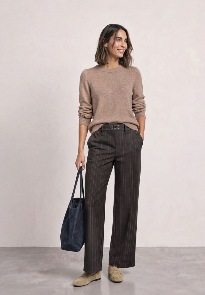 Straight Leg Hose mit Streifen und Schnalle