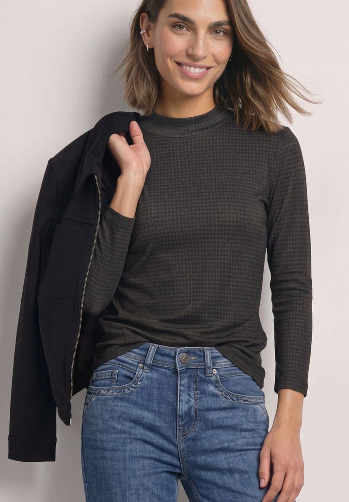 3/4-Arm Shirt mit Turtle Neck und Print