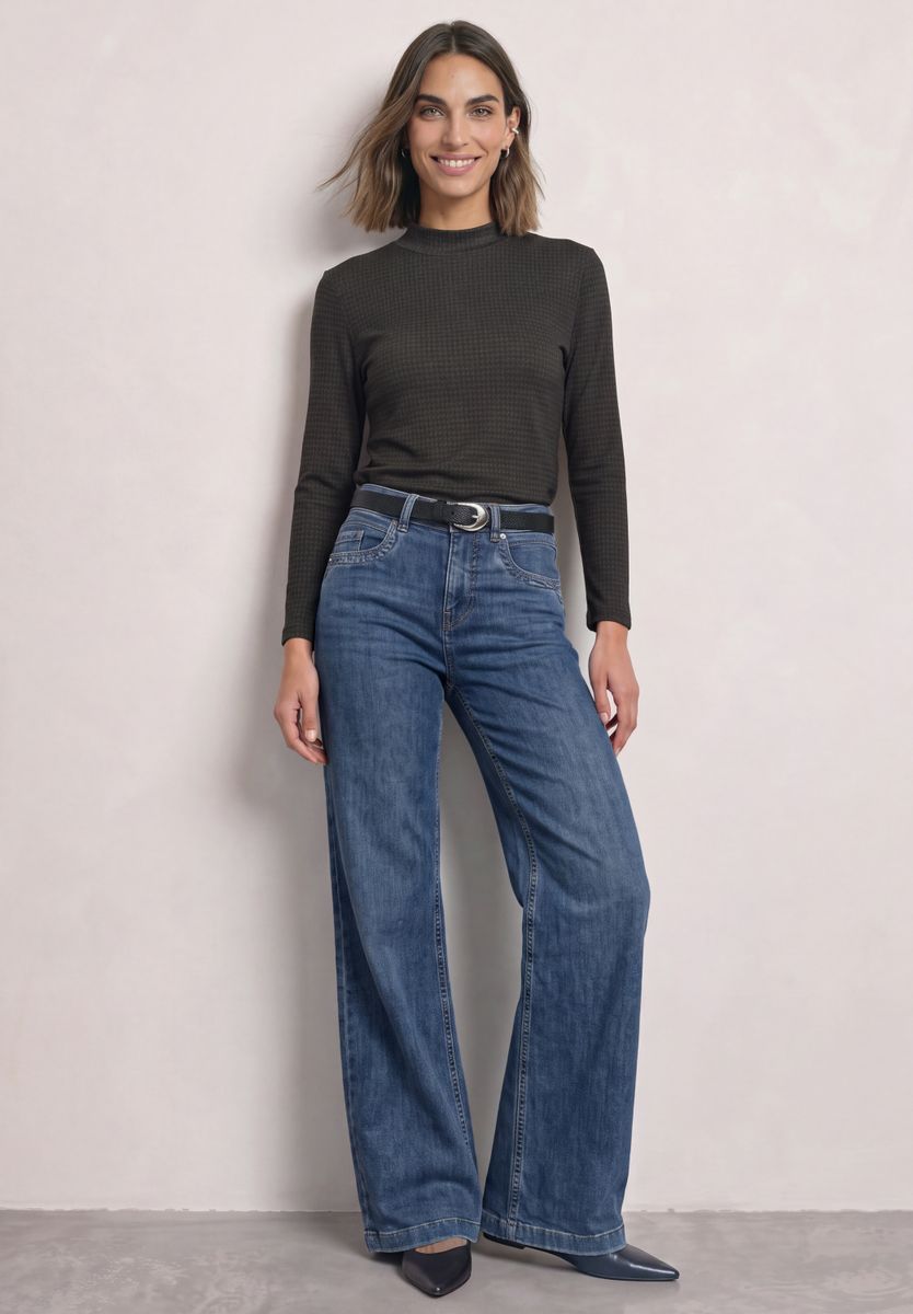 3/4-Arm Shirt mit Turtle Neck und Print