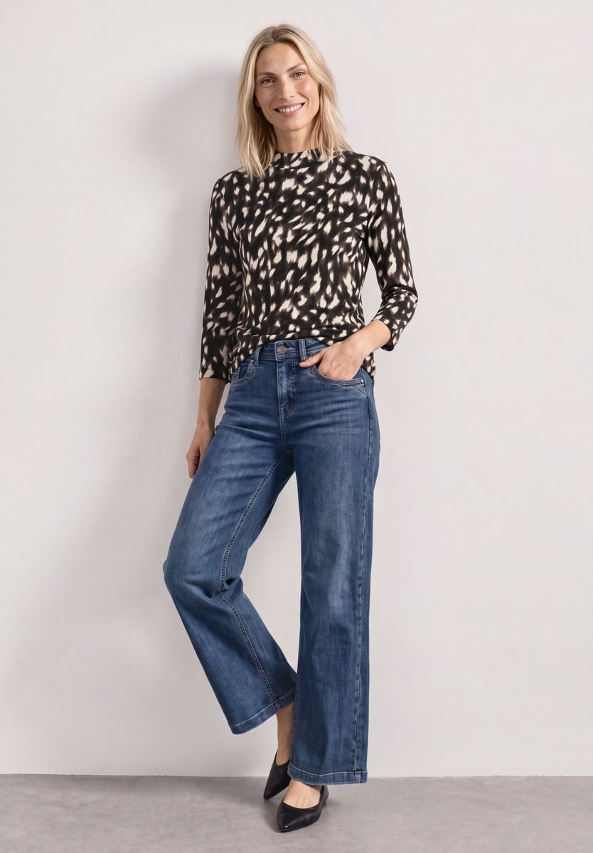 3/4-Arm Shirt mit Turtle Neck und Print