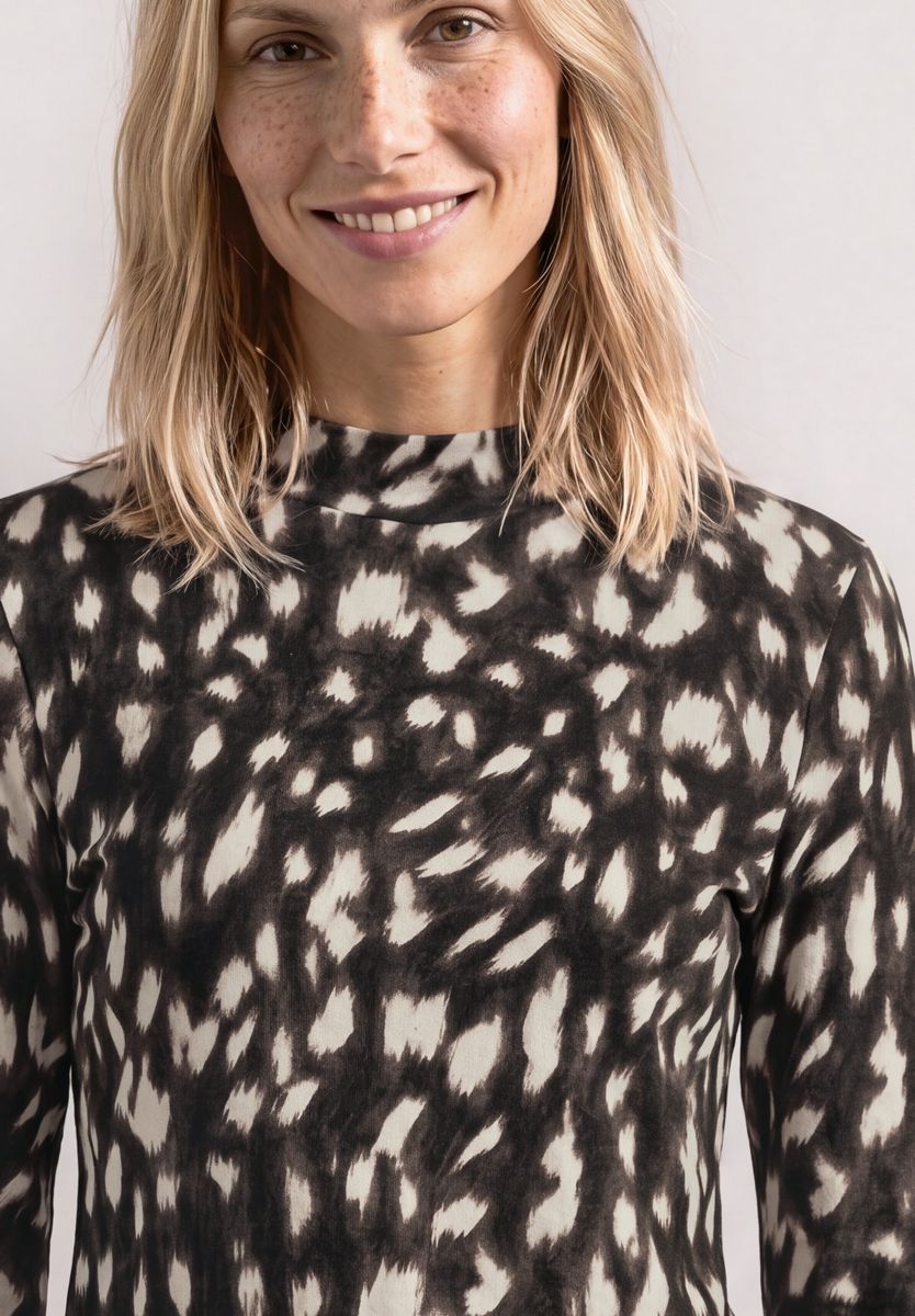 3/4-Arm Shirt mit Turtle Neck und Print