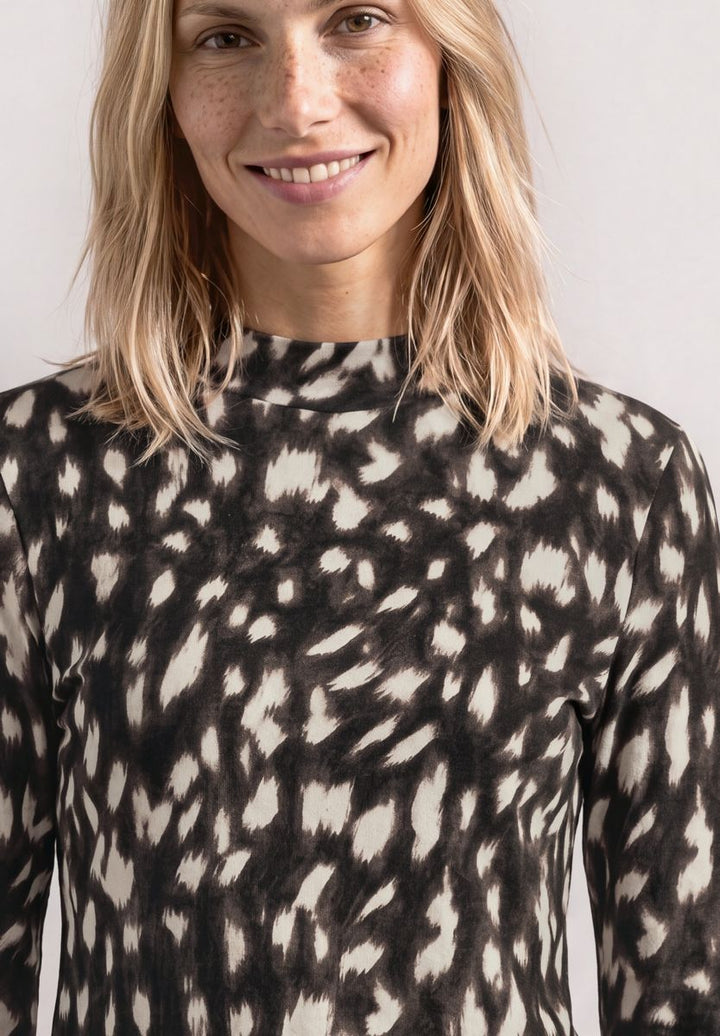 3/4-Arm Shirt mit Turtle Neck und Print