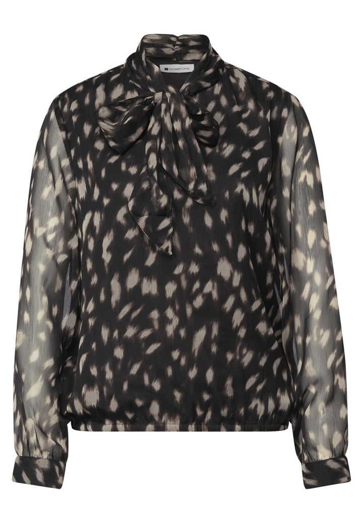 Langarm Bluse aus Chiffon mit Schleifendetail