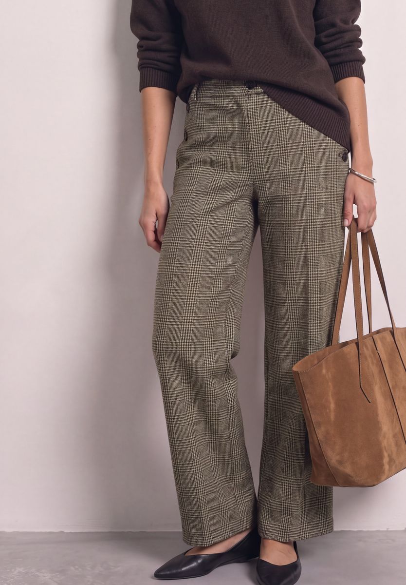 Straight Leg Hose mit Karomuster und Knöpfen