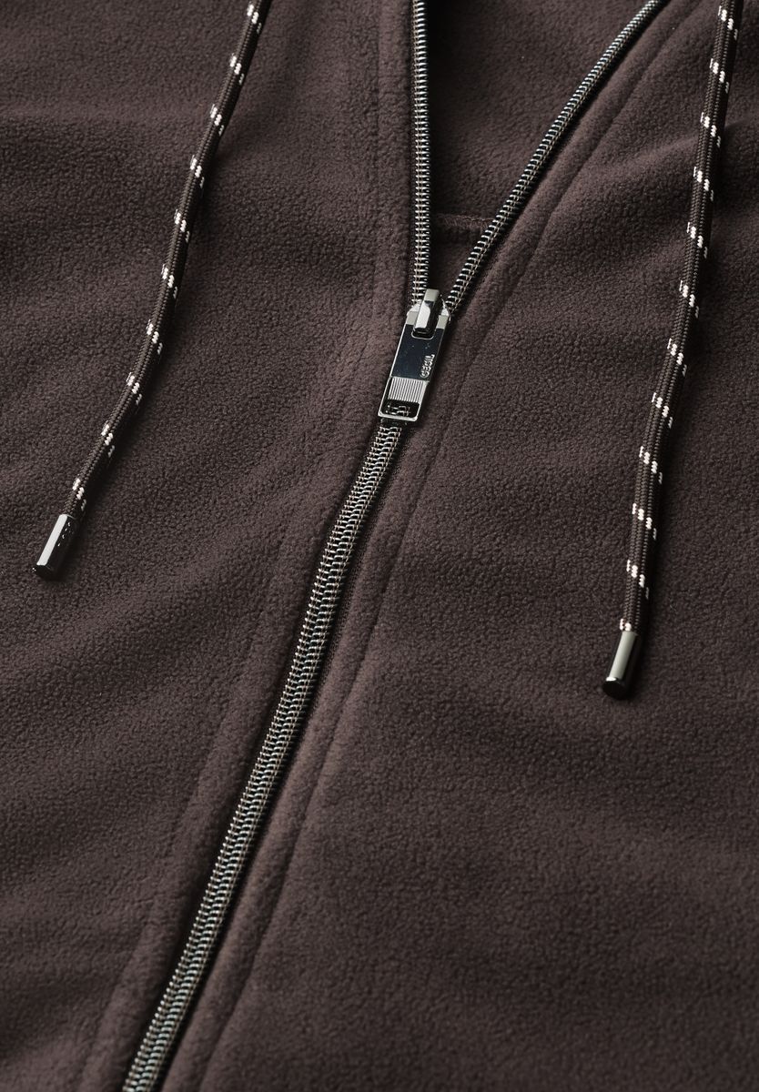 Langarm Fleece Jacke mit Kapuze