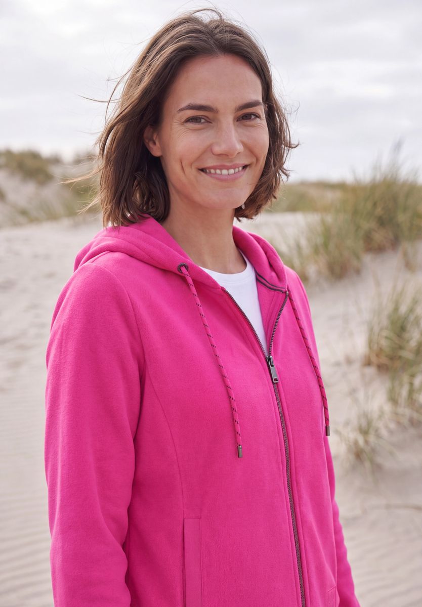 Langarm Fleece Jacke mit Kapuze