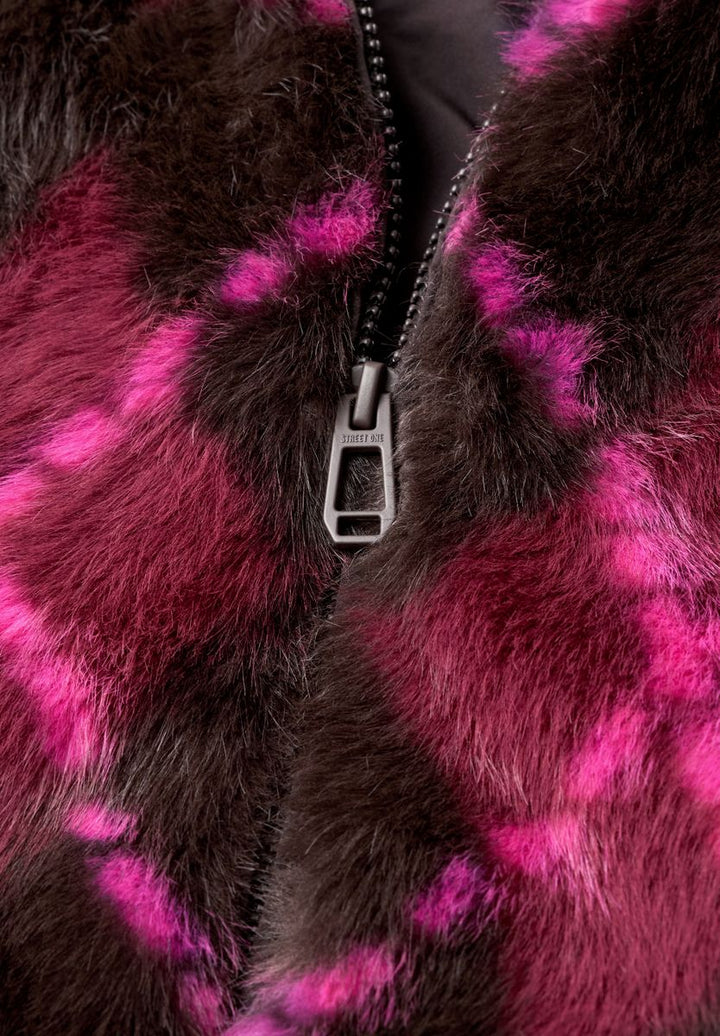 Fake Fur Blouson mit Karomuster