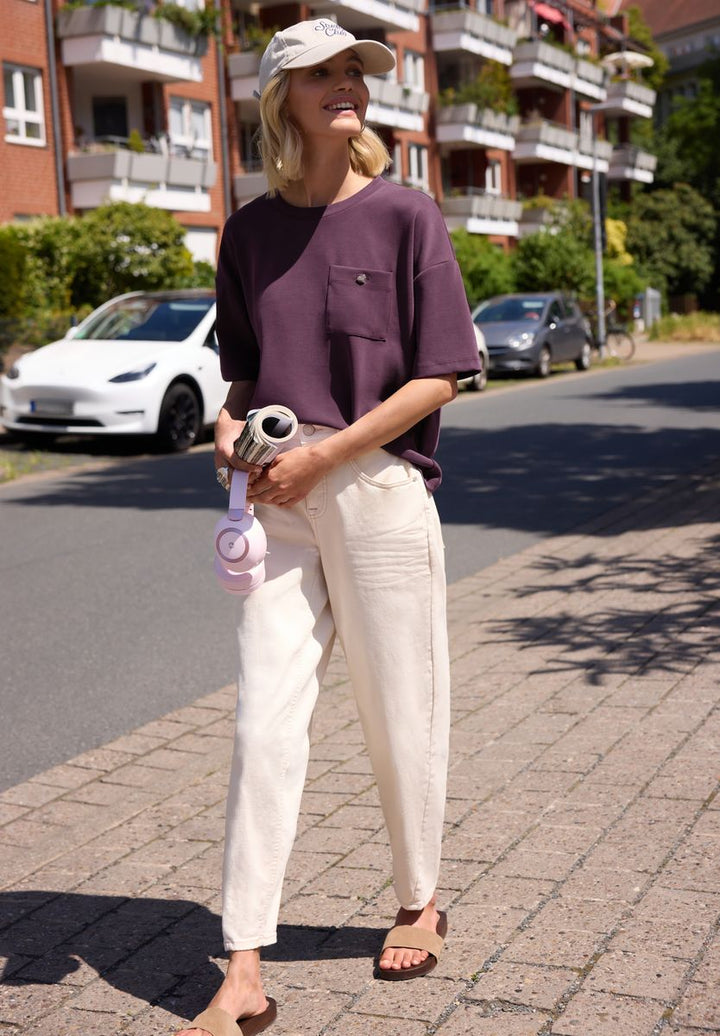 T-Shirt im Silk-Look mit Brusttasche