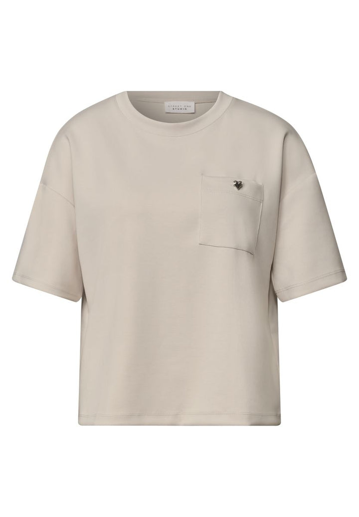 T-Shirt im Silk-Look mit Brusttasche