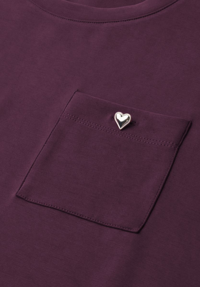T-Shirt im Silk-Look mit Brusttasche