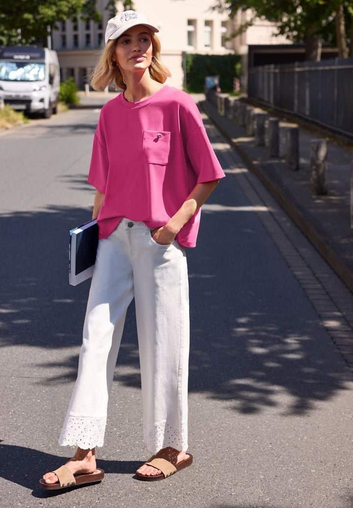 T-Shirt im Silk-Look mit Brusttasche