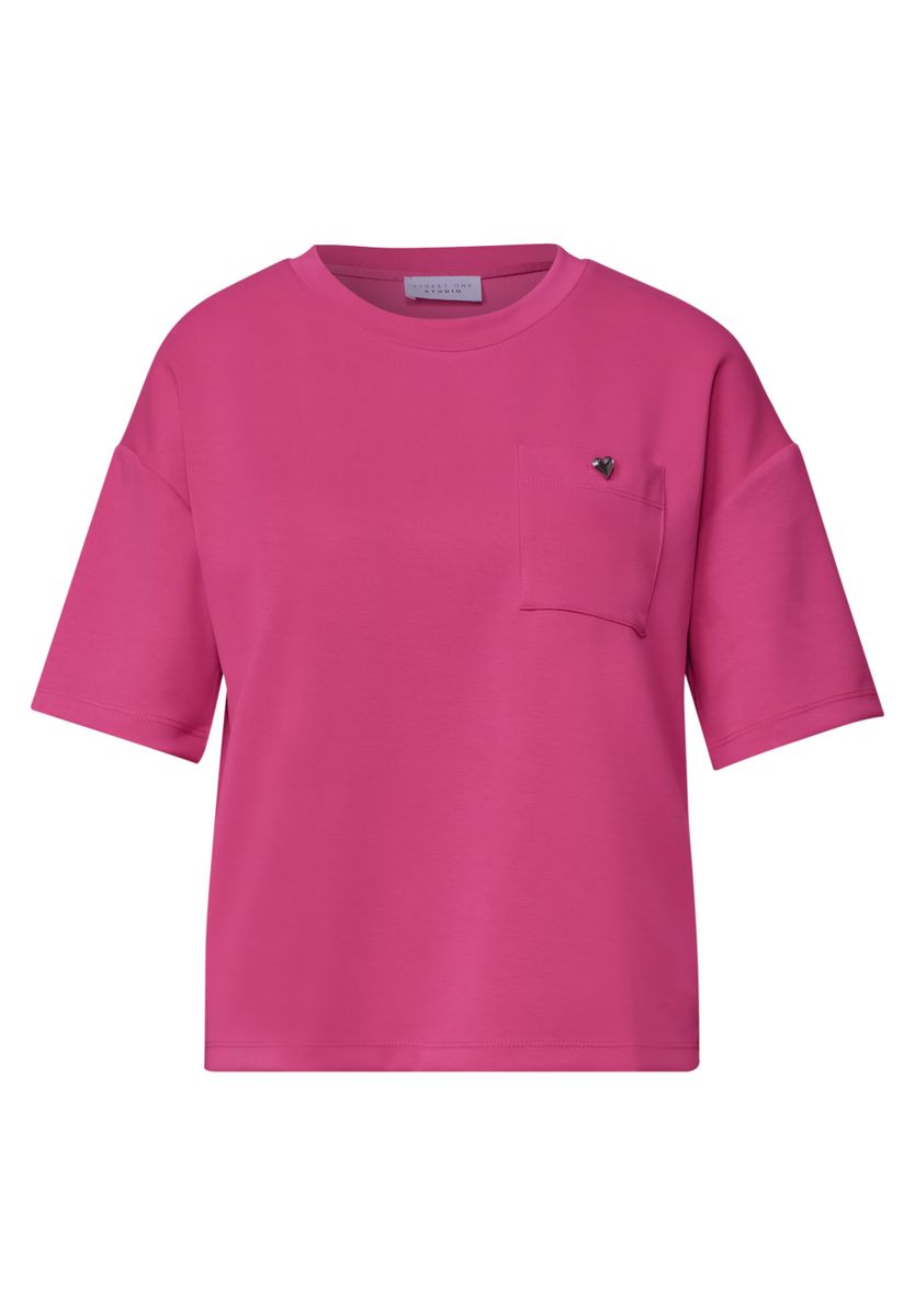 T-Shirt im Silk-Look mit Brusttasche