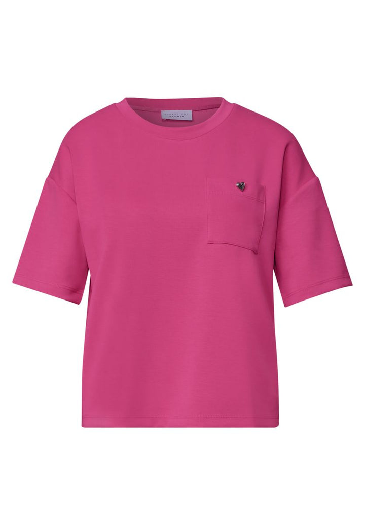T-Shirt im Silk-Look mit Brusttasche