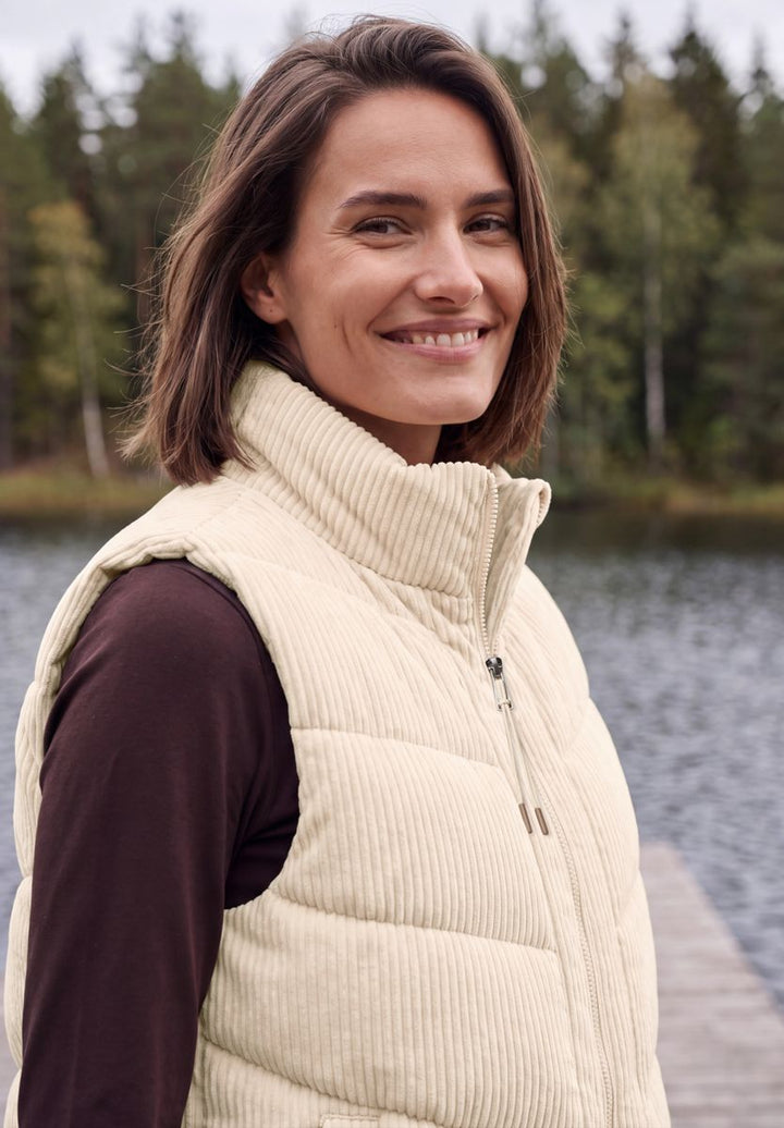 Cord-Weste mit Steppmuster und Zipper
