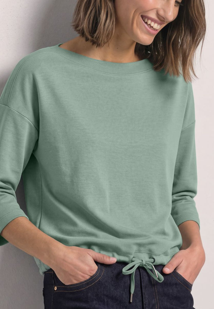 3/4-Arm Shirt mit Boat Neck und Tunnelzug