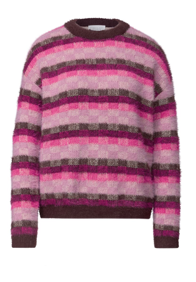 Langarm Pullover mit Rundhals und Karomuster
