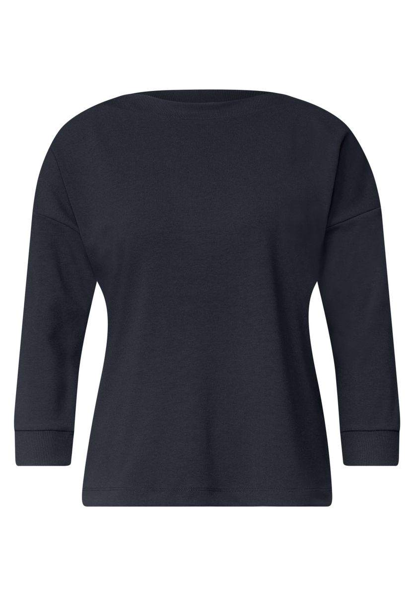 3/4-Arm Shirt mit Rippstrukturdetails