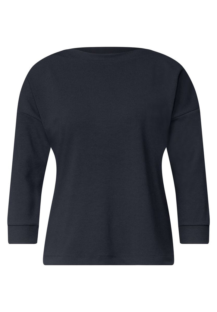 3/4-Arm Shirt mit Rippstrukturdetails