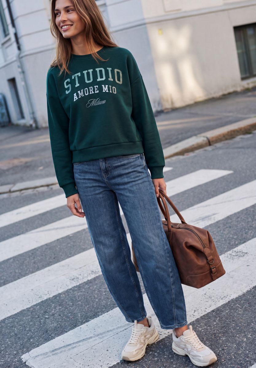 High Waist Barrel Leg Jeans im Loose Fit