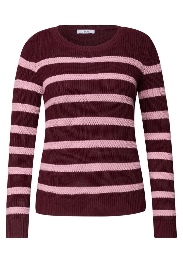 Langarm Pullover mit Rundhals und Streifen