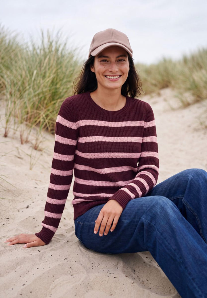 Langarm Pullover mit Rundhals und Streifen