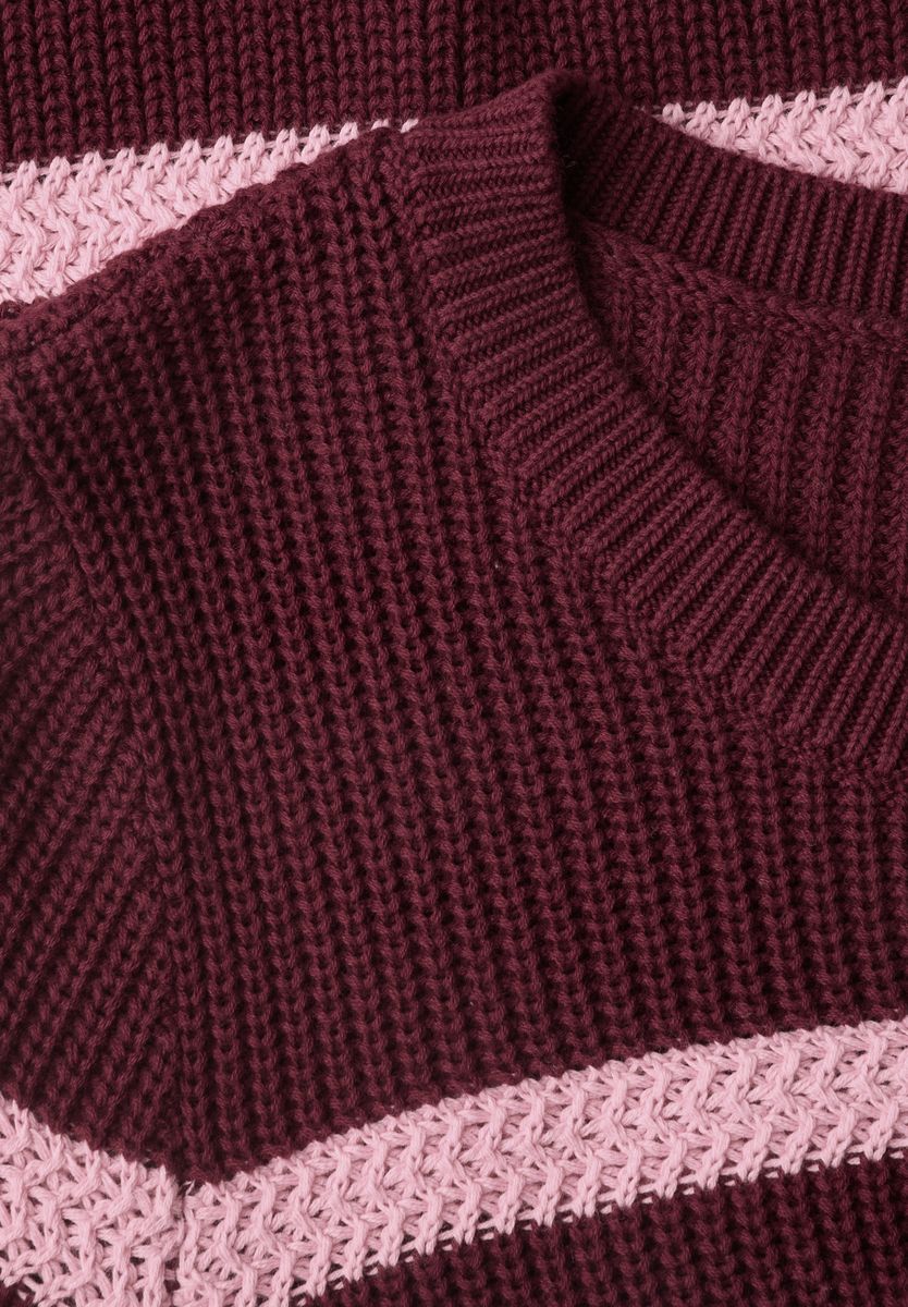 Langarm Pullover mit Rundhals und Streifen