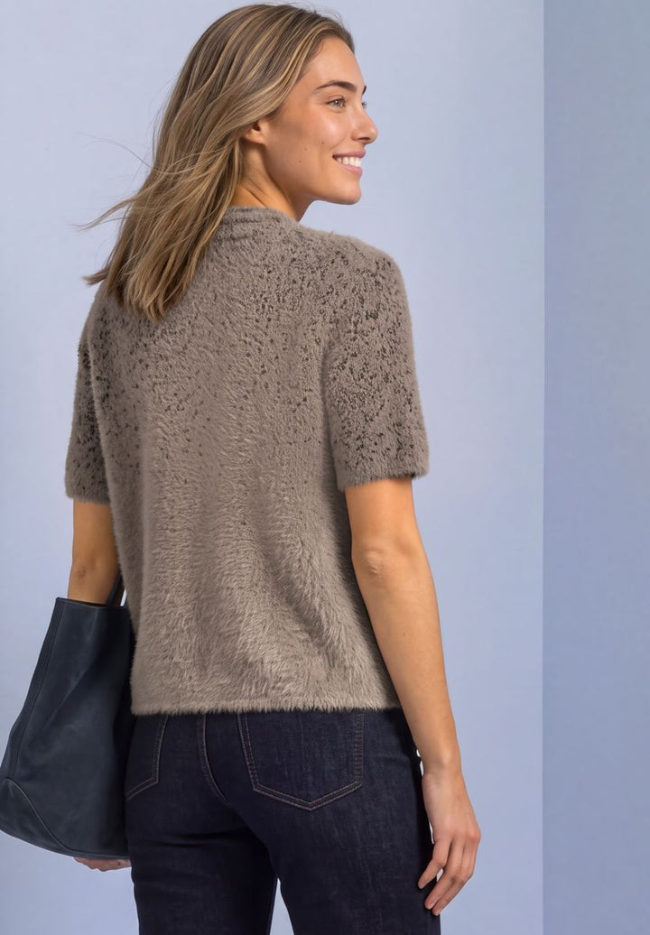 Kurzarm Cardigan mit Jacquard-Muster
