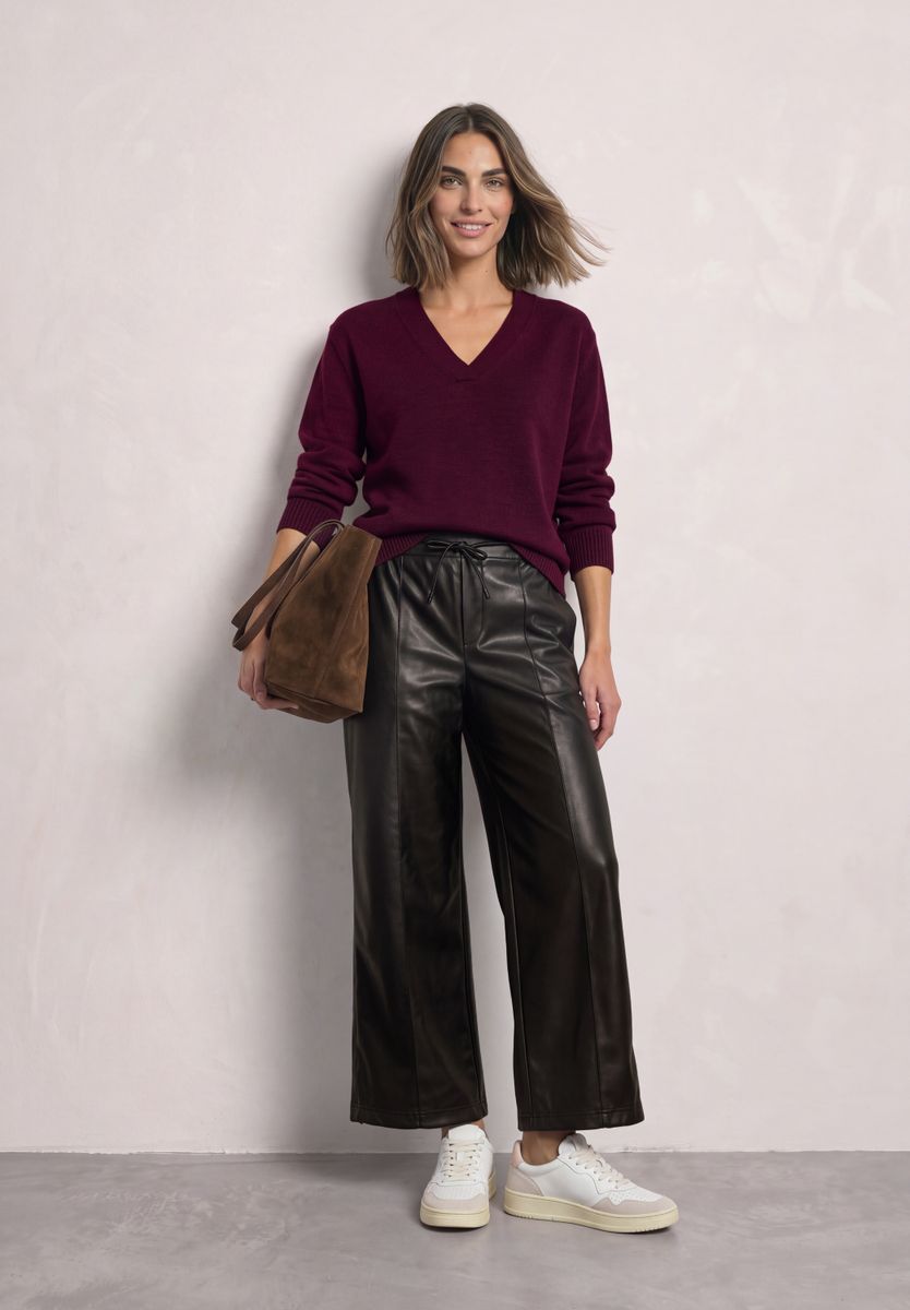 Straight Leg Hose in Leder-Optik