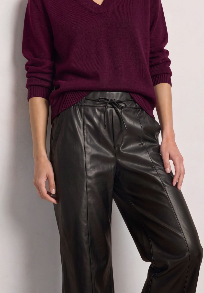 Straight Leg Hose in Leder-Optik