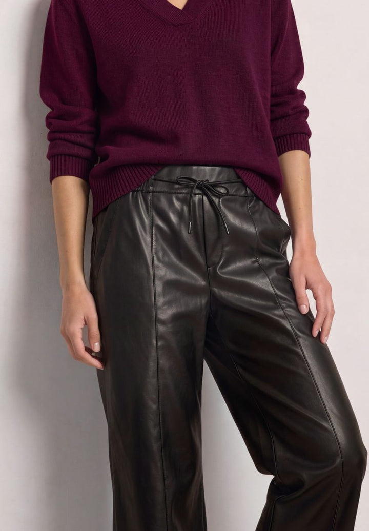 Straight Leg Hose in Leder-Optik