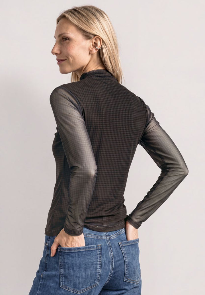 Shirt aus Mesh mit gerafftem Turtle Neck