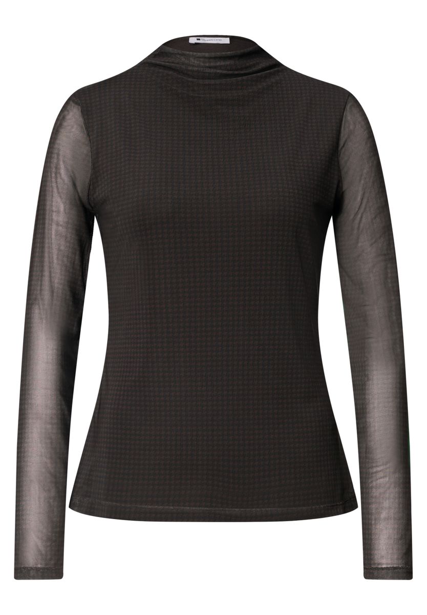 Shirt aus Mesh mit gerafftem Turtle Neck