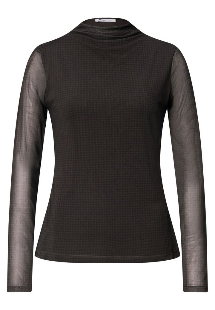 Shirt aus Mesh mit gerafftem Turtle Neck