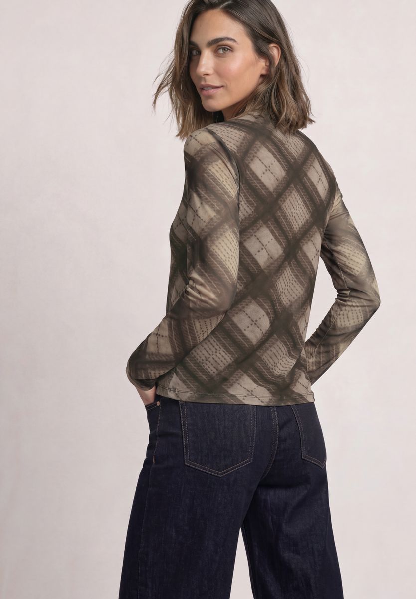 Shirt aus Mesh mit gerafftem Turtle Neck