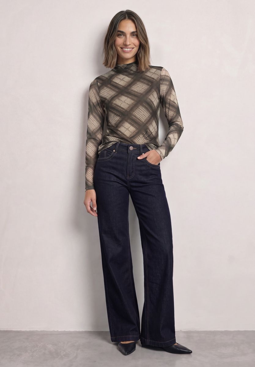 Shirt aus Mesh mit gerafftem Turtle Neck