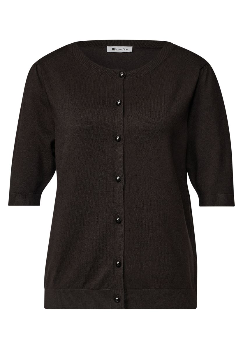Kurzarm Cardigan mit Rundhals und Knöpfen