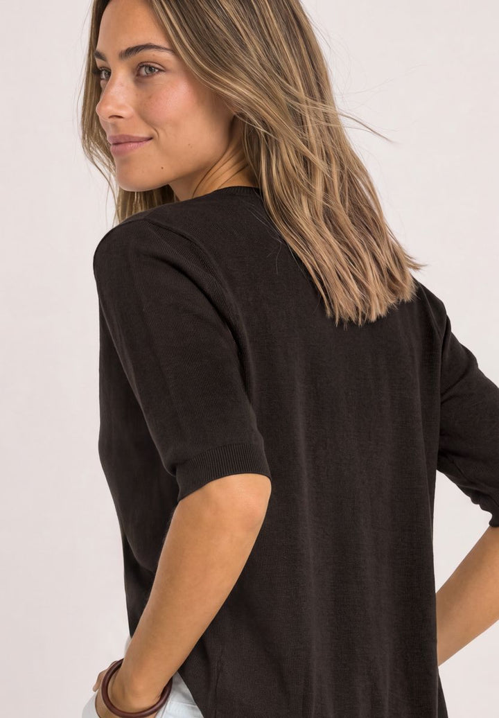 Kurzarm Cardigan mit Rundhals und Knöpfen