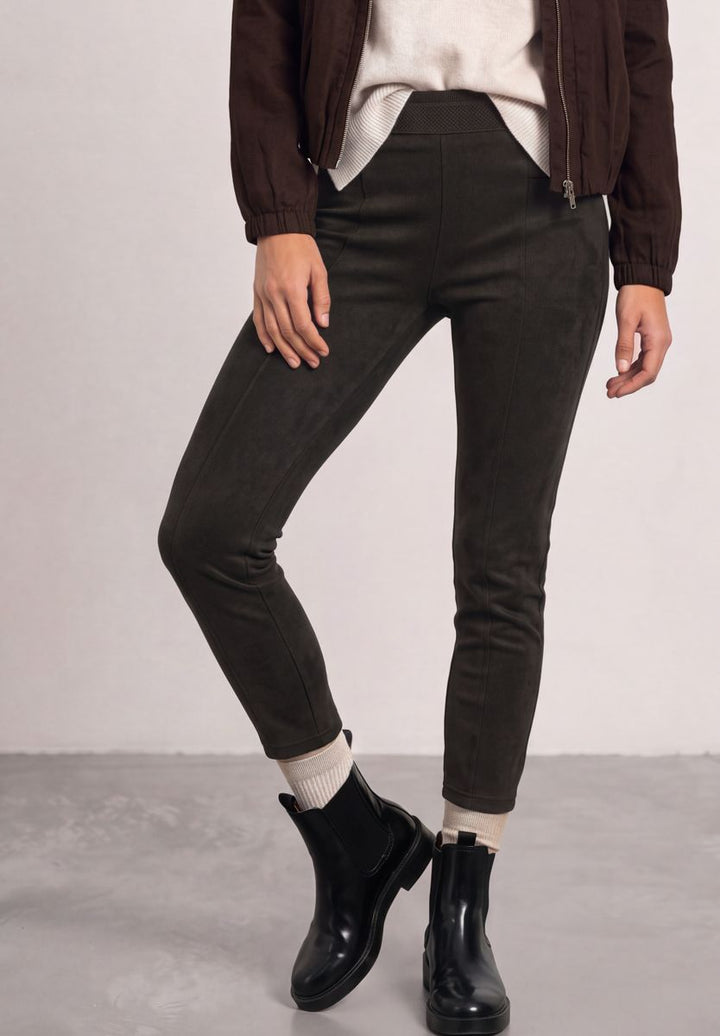 High Waist Skinny Leg Hose aus Velours
