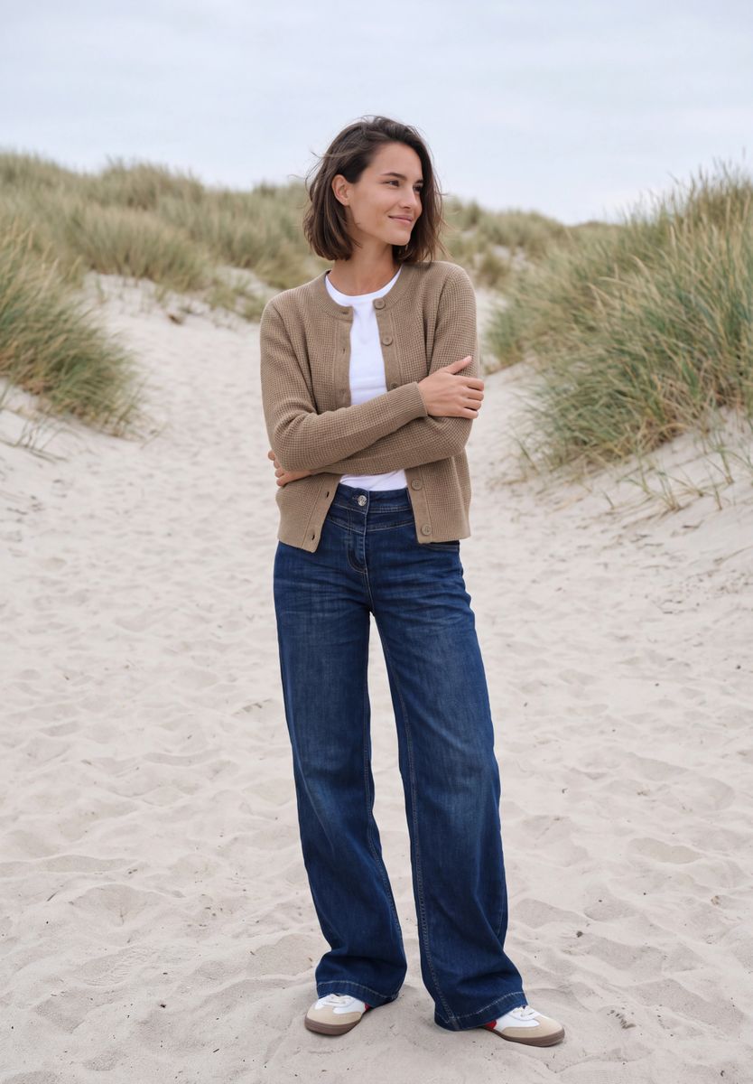 Cardigan mit Rundhals und Knopfleiste