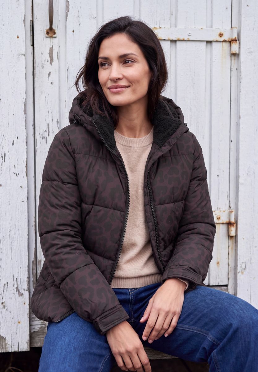 Steppjacke mit Kapuze und Reißverschluss