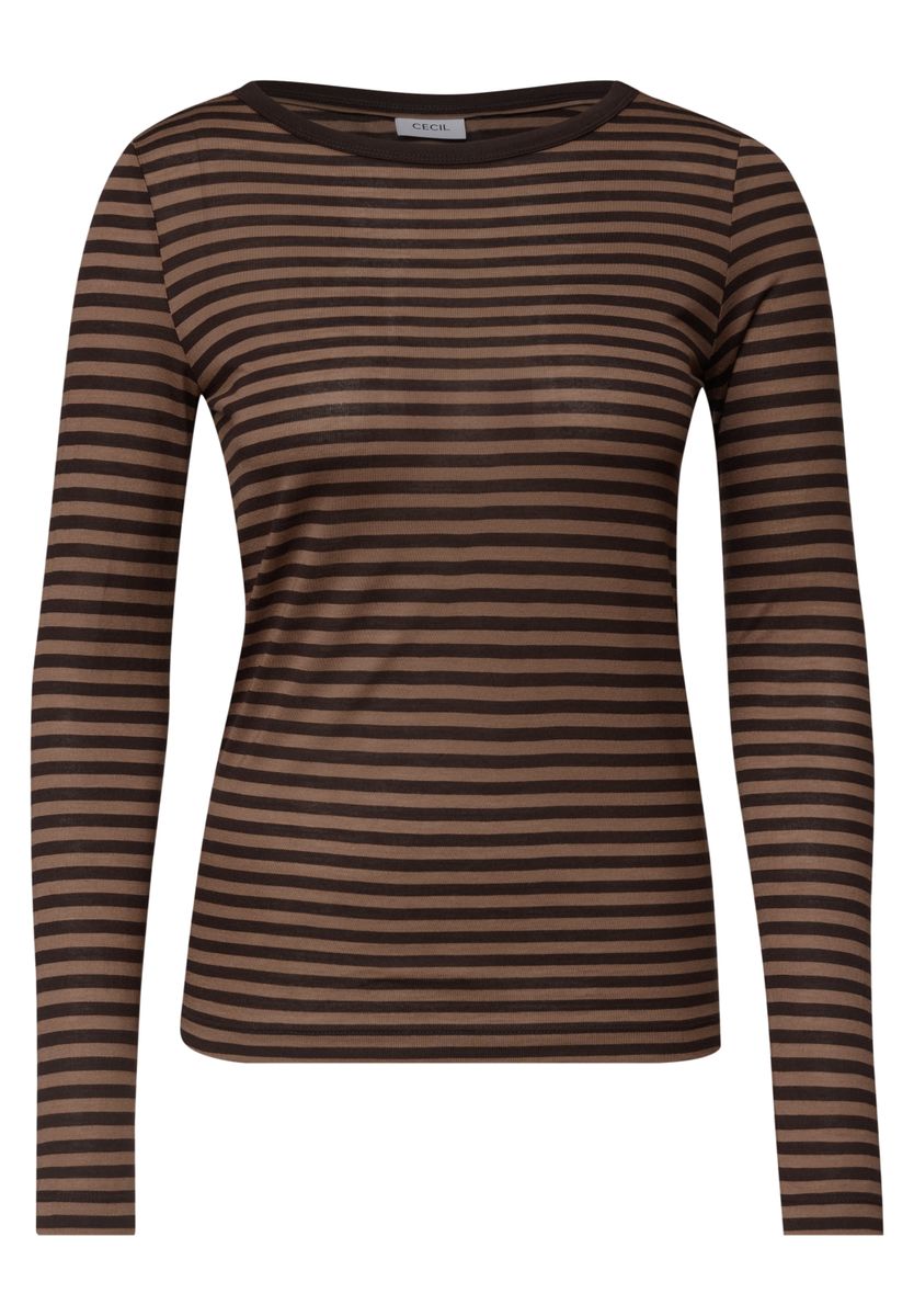 Langarm Shirt mit Boat Neck und Streifen