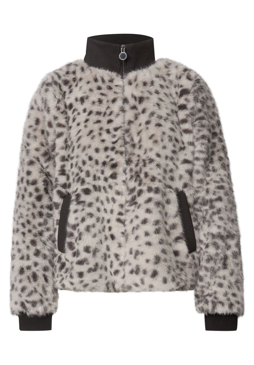 Fake Fur Jacke mit Animal Print