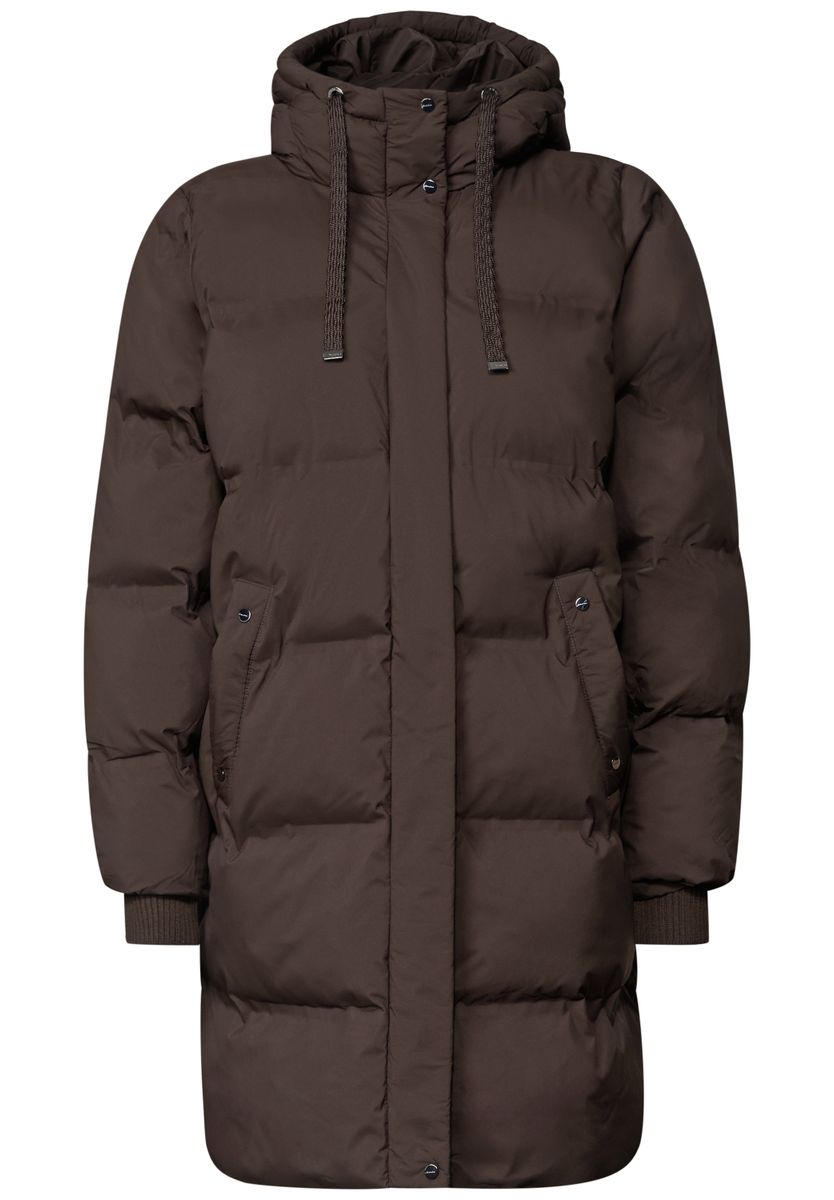 Lange Jacke mit Kapuze und Steppmuster