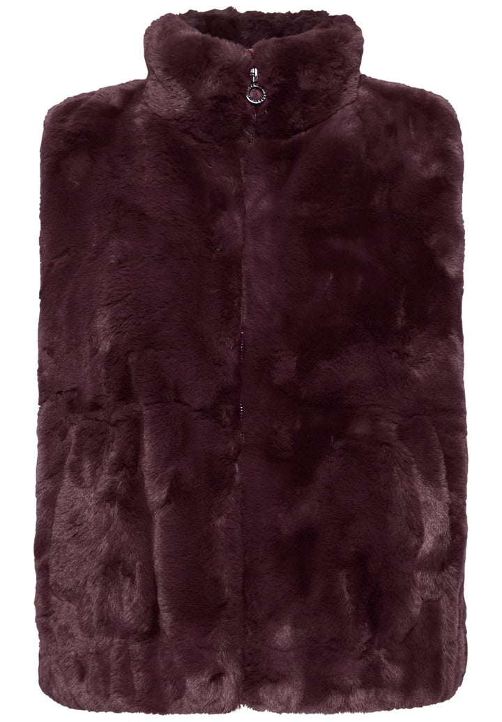 Fake Fur Weste mit Stehkragen und Zipper