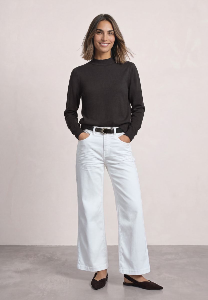 Langarm Pullover mit Turtle Neck und Raffung