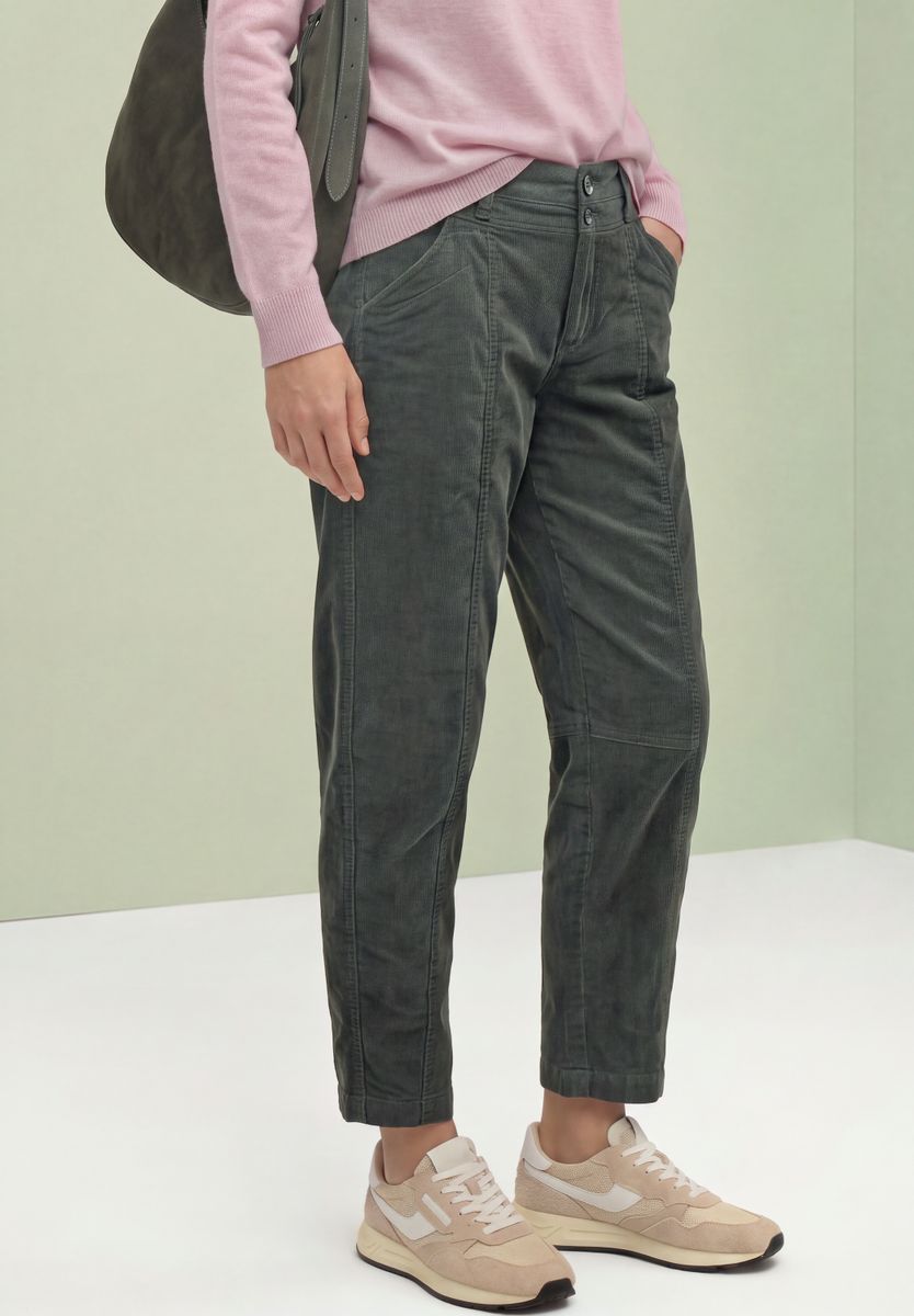 Barrel Leg Hose aus Cord im Casual Fit